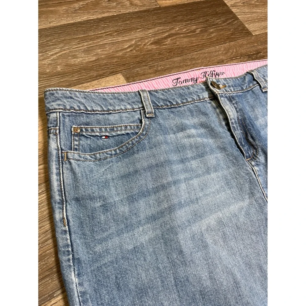 Tommy Hilfiger Y2K Denim Mini Skirt Medium Wash Blue Cotton Preppy Size 18